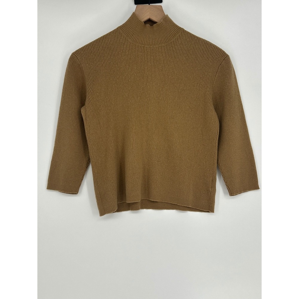 Lauren Ralph Lauren Women's Tan Wool Blend Mock Neck Large P Cropped Sweater
